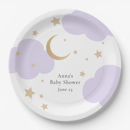 Over the Moon Purple Baby Shower 
