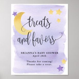 Over the Moon, Purple Baby Shower Treats and Favor Poster