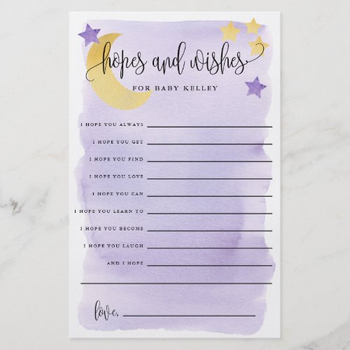 Over The Moon Purple Hopes and Wishes Paper Card