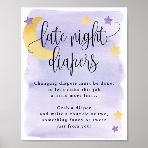 Over the Moon Purple Late Night Diapers Activity Poster