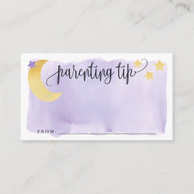 Over the Moon, Purple Parenting Tip Jar Card (Front)