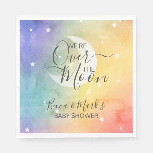 Over The Moon Rainbow Thank You Baby Shower Napkins