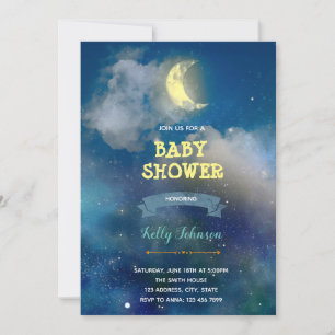 Over the moon shower birthday invitation