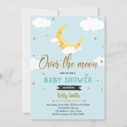 Over the moon shower party invitation