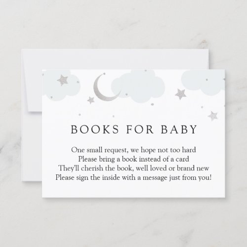 Over the Moon Silver Blue Books for Baby Card