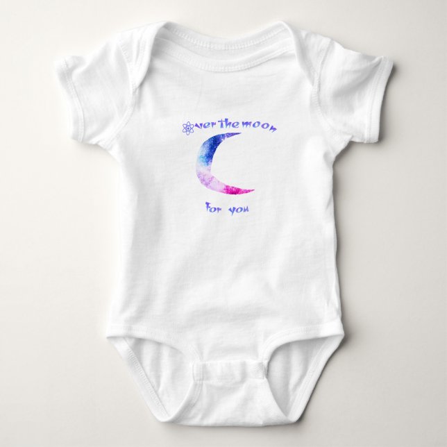 Over the moon space baby body suit baby bodysuit (Front)