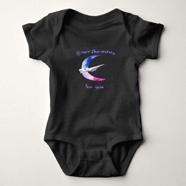 Over the moon space baby body suit baby bodysuit (Front)