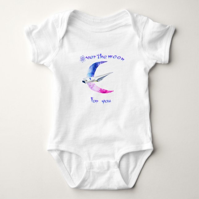 Over the moon space  baby bodysuit (Front)