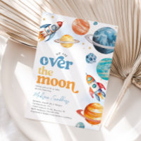 Over the Moon Space Baby Shower Invitation