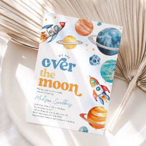 Over the Moon Space Baby Shower Invitation