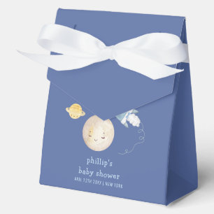 Over The Moon Spaceship Rocket Boy Baby Shower Favor Boxes