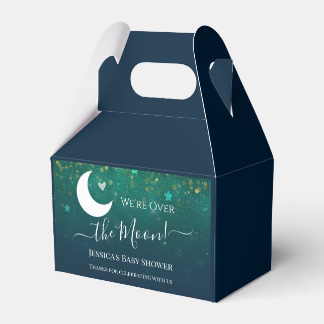 Over the Moon Star Sky Baby Shower Favor Boxes (Front Side)