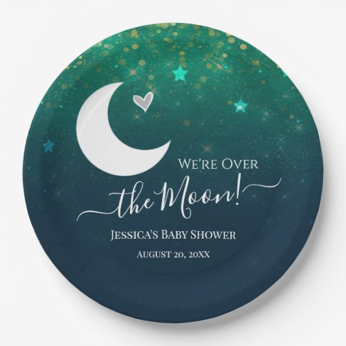 Over the Moon Star Sky Baby Shower Paper Plates