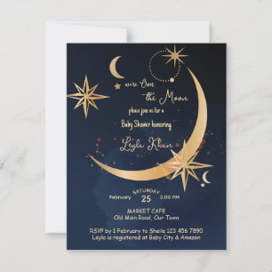 Over the Moon starry night Baby Shower Invitation