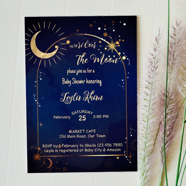 Over the Moon starry night Baby Shower invite (Creator Uploaded)