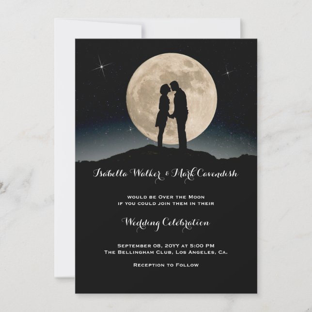 Over the Moon Starry Night Wedding Invitation (Front)