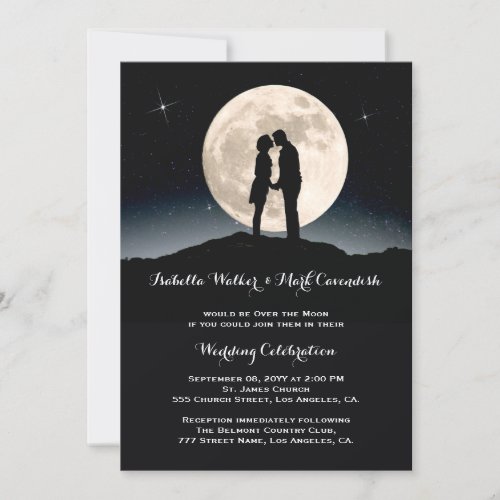 Over the Moon Starry Night Wedding Invitation