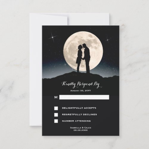 Over the Moon Starry Night Wedding RSVP Card