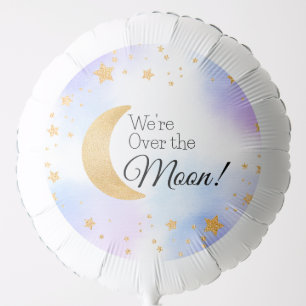 Over the Moon Stars Blue PInk Baby Shower  Balloon