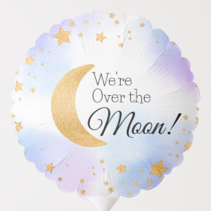 Over the Moon Stars Blue PInk Baby Shower  Balloon