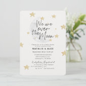 Over The Moon & Stars Boy Baby Shower Invitation (Standing Front)