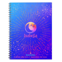 Over the Moon Stars Galaxy Monogram Fun Notebook