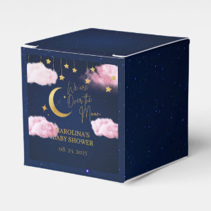 Over the Moon stars pink baby shower Favor Boxes