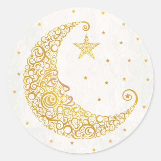 Over the Moon Sticker - Gold (Front)