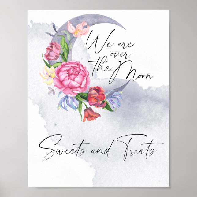 Over the moon Sweets and treats baby shower Poster (Front)