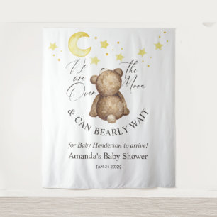 Over The Moon Teddy Bear Baby Shower Backdrop