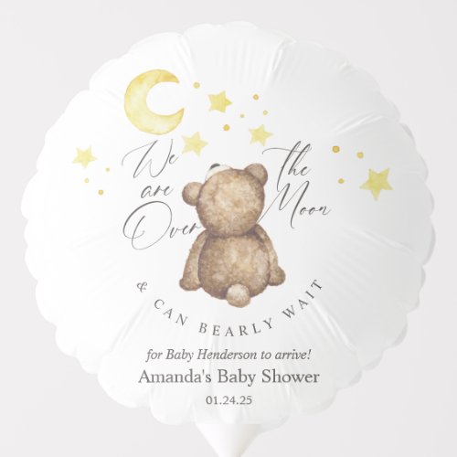 Over The Moon Teddy Bear Baby Shower Balloon