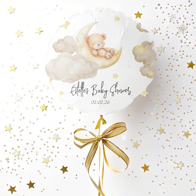 Over The Moon Teddy Bear Baby Shower Balloon (Creator Uploaded)