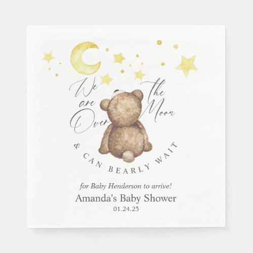 Over The Moon Teddy Bear Baby Shower Napkins