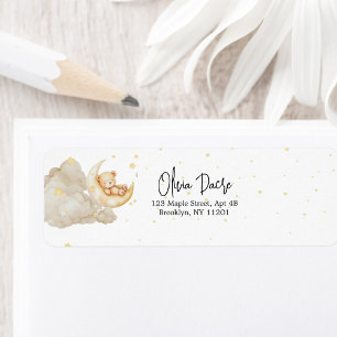 Over The Moon Teddy Bear Baby Shower Return Addres Label