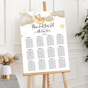 Over The Moon Teddy Bear Baby Shower Seating Chart Foam Board