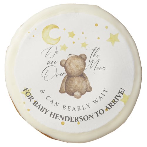 Over The Moon Teddy Bear Baby Shower Sugar Cookie
