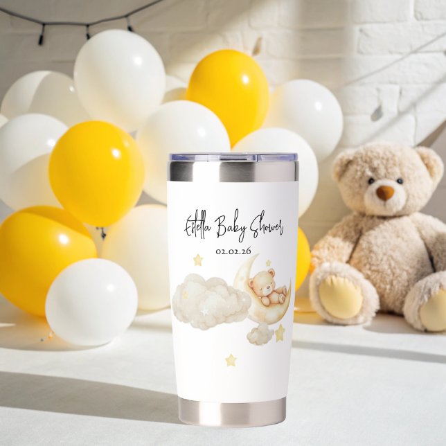 Over The Moon Teddy Bear Baby Shower Tumbler (Creator Uploaded)
