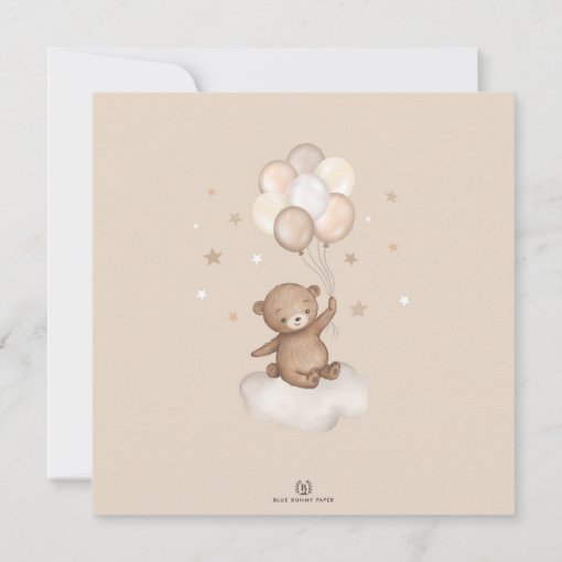 Over the Moon Teddy Bear Balloons Baby Shower Invitation | Zazzle