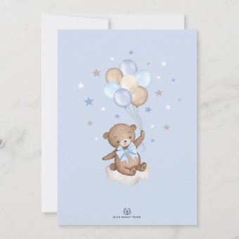 Over the Moon Teddy Bear Balloons Boy Baby Shower Invitation | Zazzle