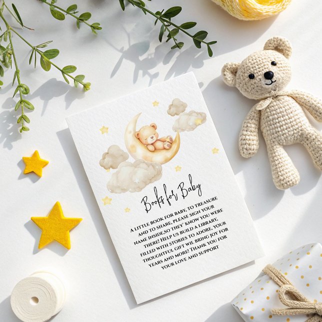 Over The Moon Teddy Bear Books for Baby Shower  Enclosure Card (Creator Uploaded)