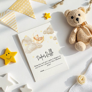 Over The Moon Teddy Bear Diaper Raffle Baby Shower Enclosure Card