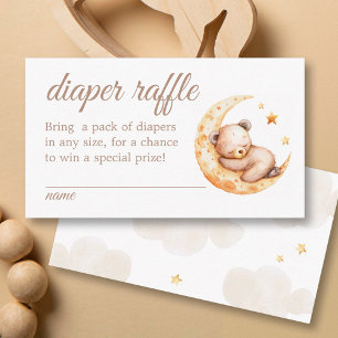 Over the Moon Teddy Bear Diaper Raffle Enclosure Card