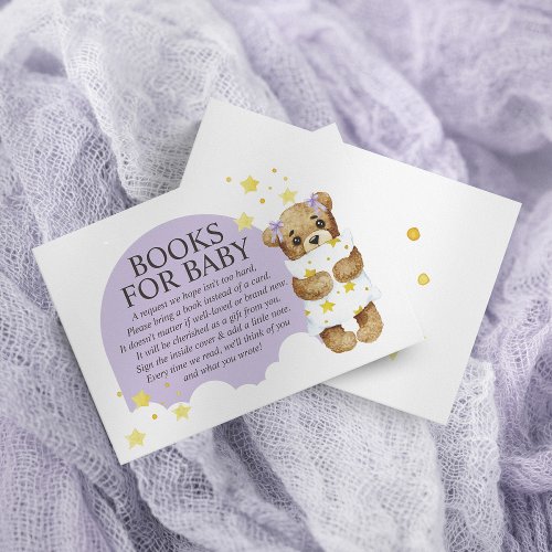 Over The Moon Teddy Bear Lavender Books for Baby Enclosure Card