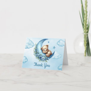 Over The Moon Teddy Bear Thank You Card