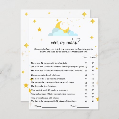 Over the moon themeOver or under baby shower game Postcard