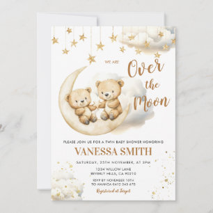 Over The Moon Twin Baby Shower Invitation
