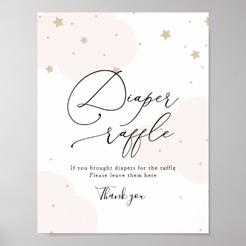 Over the Moon Twinkle Star Diaper Raffle Sign
