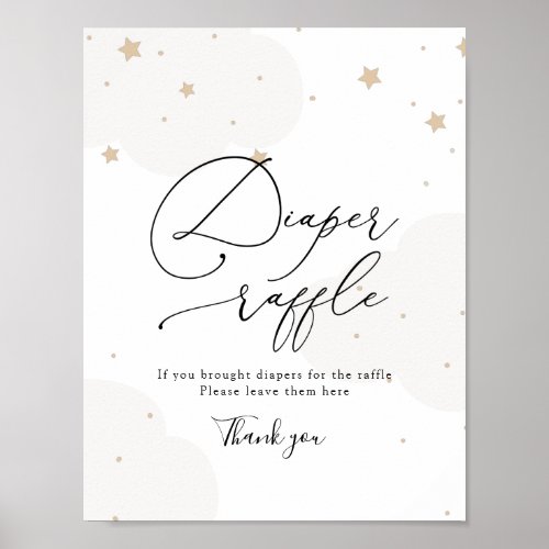 Over the Moon Twinkle Star Diaper Raffle Sign