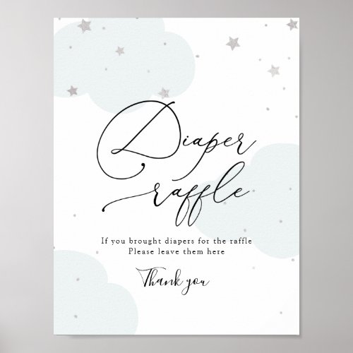 Over the Moon Twinkle Star Diaper Raffle Sign