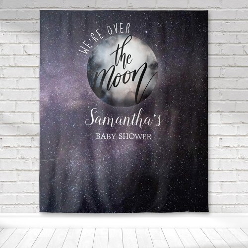 Over the Moon Watercolor Baby Shower Tapestry